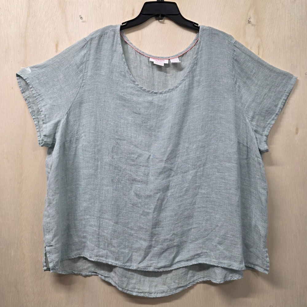 Isaac Mizrahi New York 100% Linen Sage Green Relaxed Tunic Top Approx XL